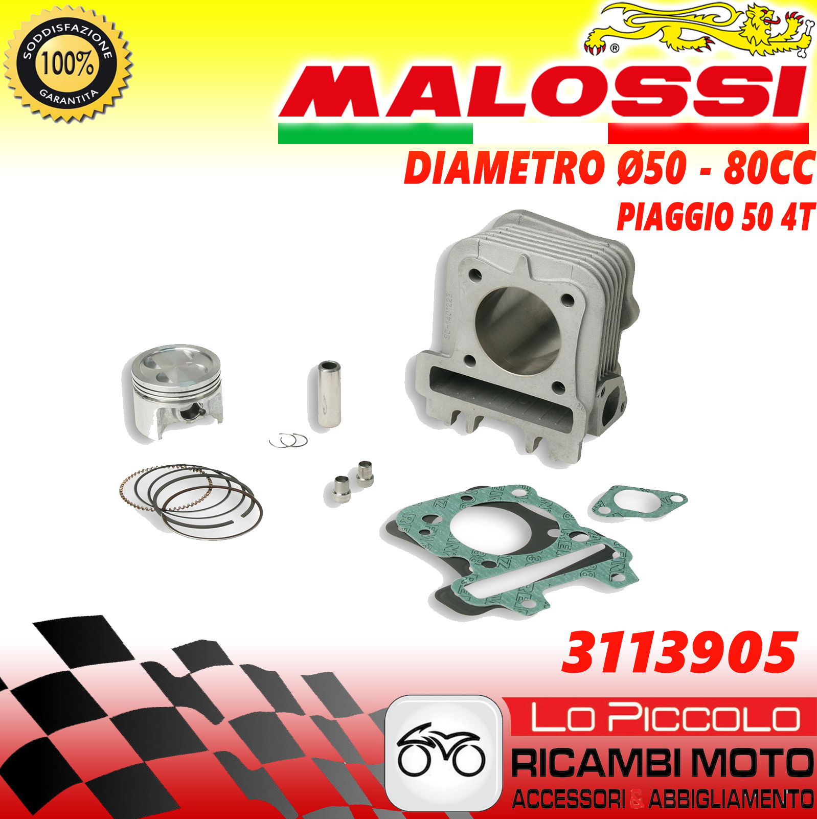 3113905 MALOSSI GRUPPO TERMICO CILINDRO 80cc PER PIAGGIO FLY LIBERTY